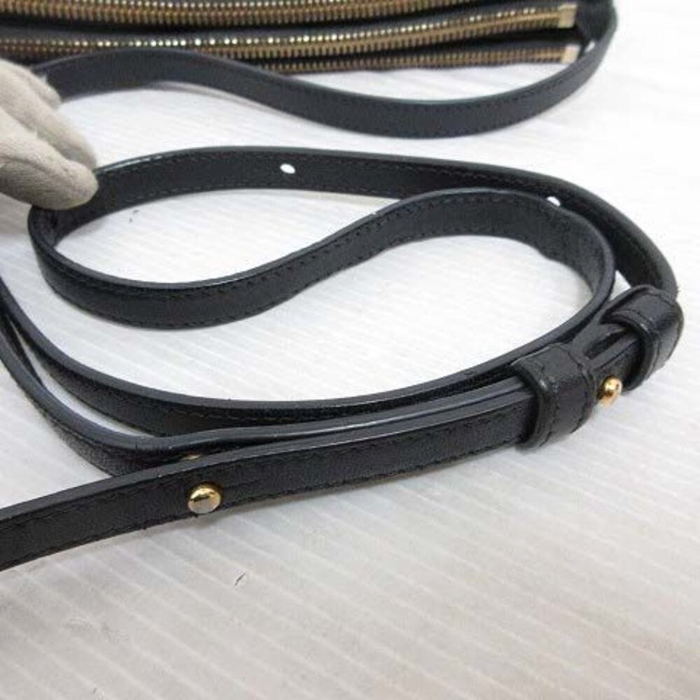 Celine Trio Large Shoulder Bag Leather Crossbody Black Storage with Bag Aa - Picture 6 of 9